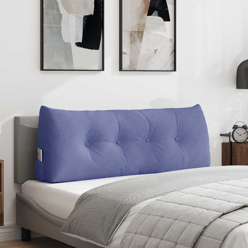 Load image into Gallery viewer, Vidaxl rugkussen jeans blauw 120 x 24 x 50 cm stof