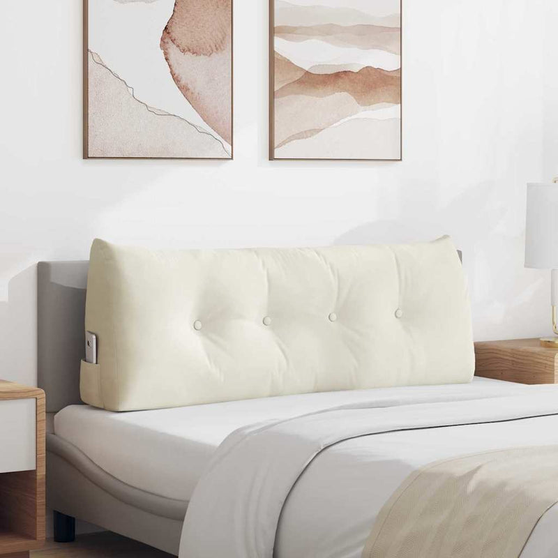 Load image into Gallery viewer, Vidaxl rugkussen crème 120 x 24 x 50 cm fluweel