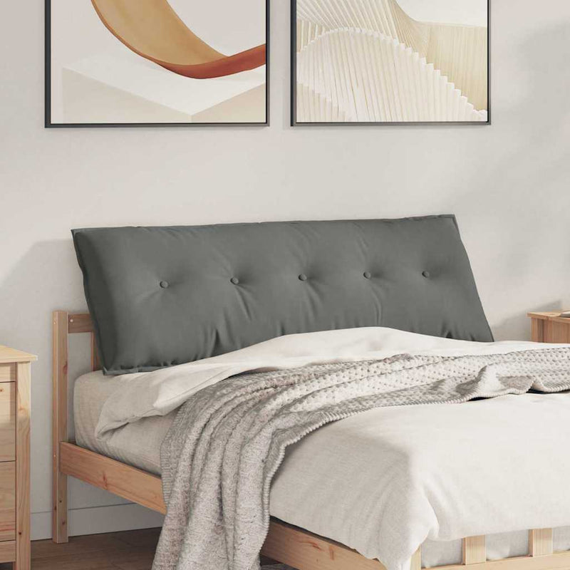 Load image into Gallery viewer, Vidaxl rugkussen donkergrijs 140 x 50 cm microvezel stof