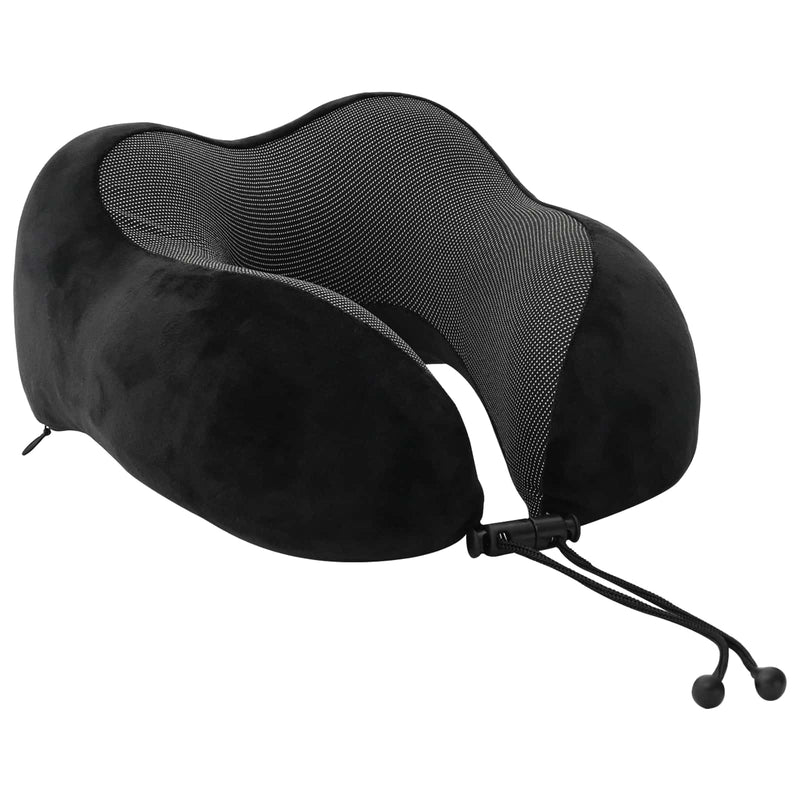 Load image into Gallery viewer, Vidaxl reiskussen voor de nek met kussen zwart 27 x 26 x 14 cm fluweel