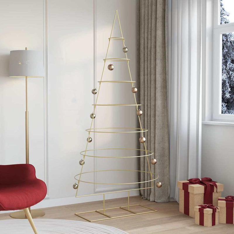 Load image into Gallery viewer, Vidaxl metalen kerstboom met standaard goud 209 cm poedergecoat staal
