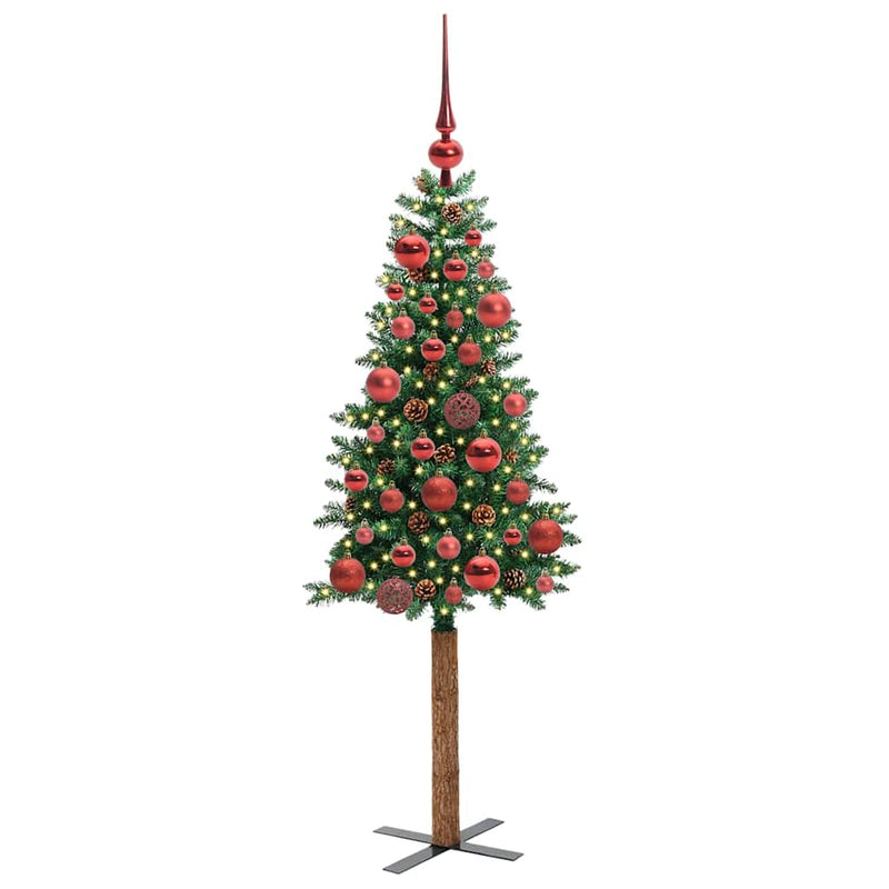 Load image into Gallery viewer, Vidaxl slanke kerstboom groen 150 cm pvc en massief dennenhout
