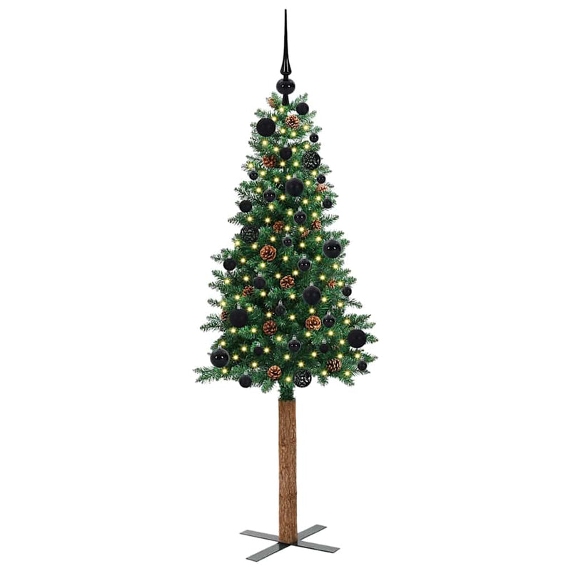 Load image into Gallery viewer, Vidaxl slanke kerstboom groen 150 cm pvc en massief dennenhout