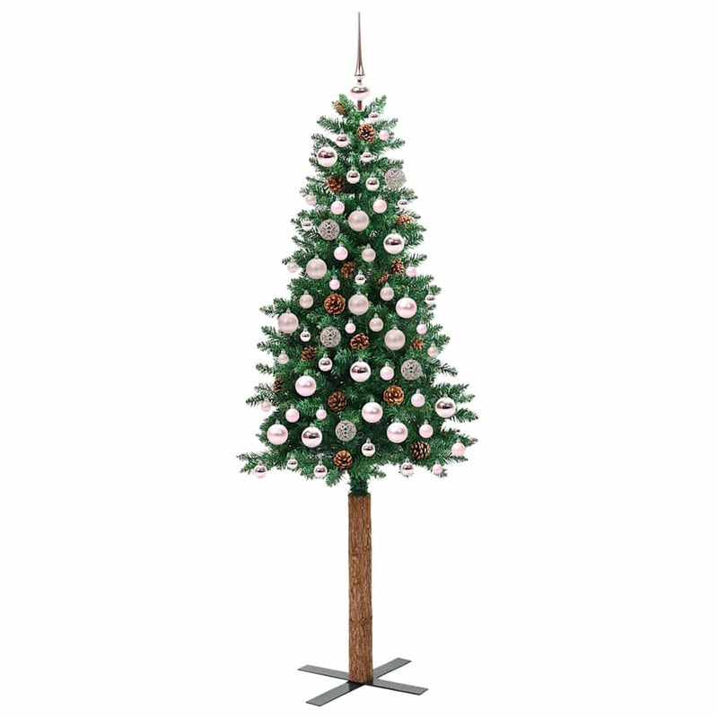Load image into Gallery viewer, Vidaxl slanke kerstboom groen 180 cm pvc en massief dennenhout