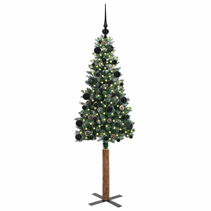 Load image into Gallery viewer, Vidaxl slanke kerstboom groen 150 cm pvc en massief dennenhout