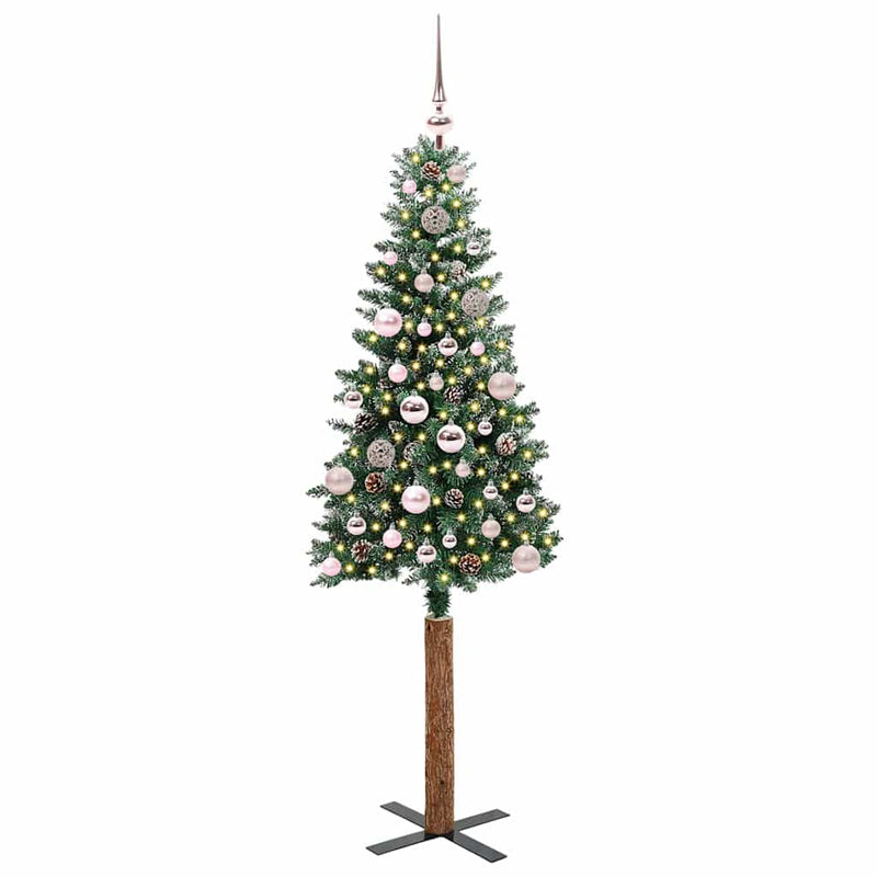 Load image into Gallery viewer, Vidaxl slanke kerstboom groen 150 cm pvc en massief dennenhout