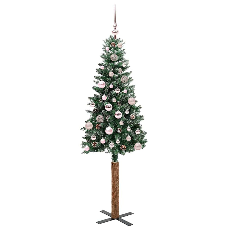 Load image into Gallery viewer, Vidaxl slanke kerstboom groen 150 cm pvc en massief dennenhout