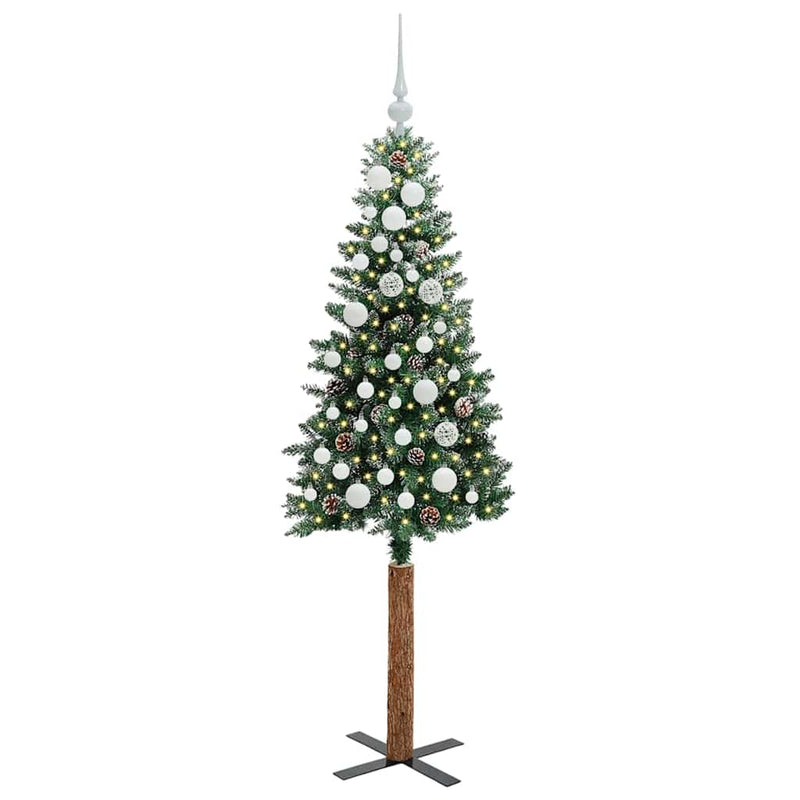 Load image into Gallery viewer, Vidaxl slanke kerstboom groen 150 cm pvc en massief dennenhout