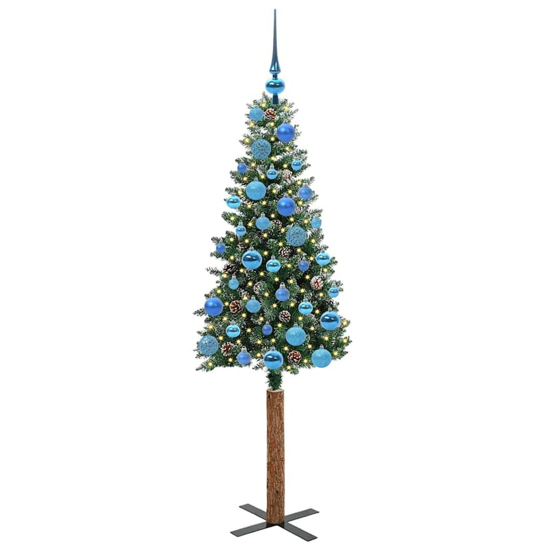 Load image into Gallery viewer, Vidaxl slanke kerstboom groen 150 cm pvc en massief dennenhout
