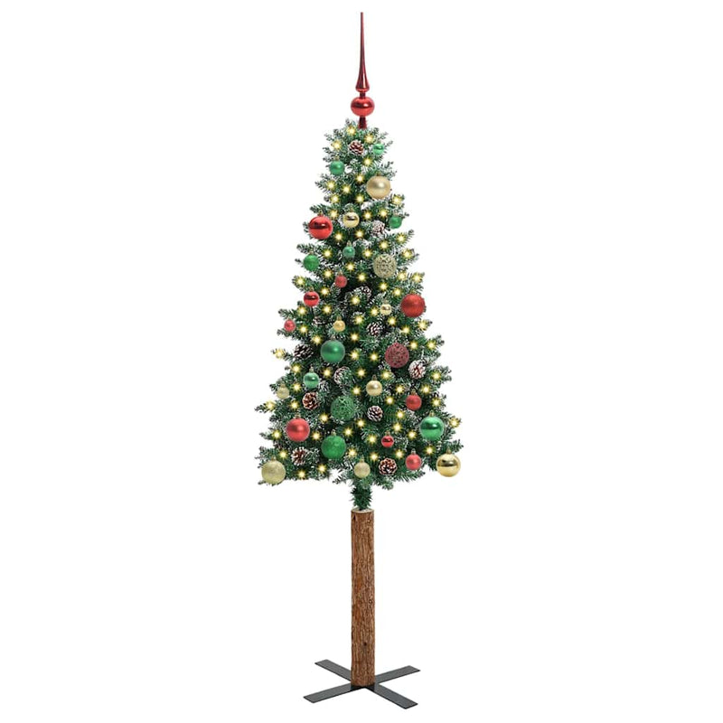 Load image into Gallery viewer, Vidaxl slanke kerstboom groen 150 cm pvc en massief dennenhout