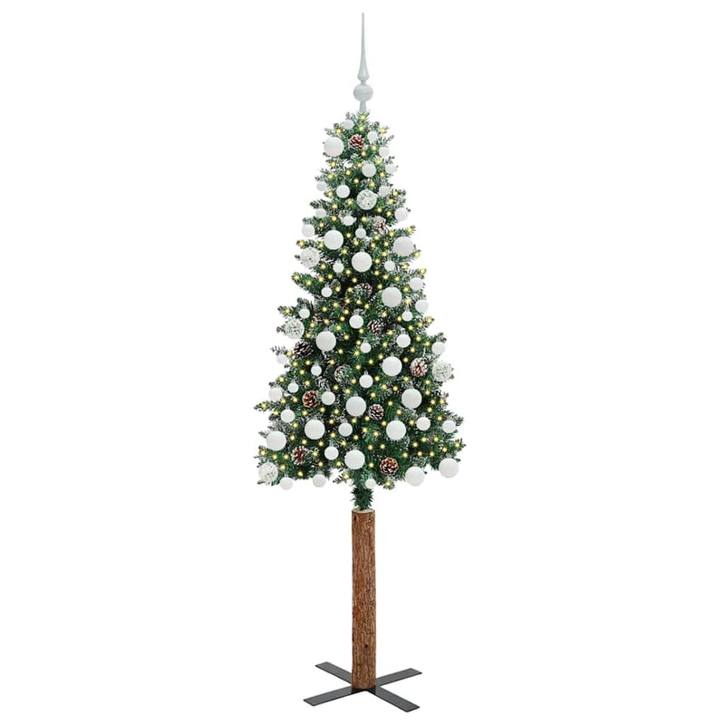 Load image into Gallery viewer, Vidaxl slanke kerstboom groen 180 cm pvc en massief dennenhout
