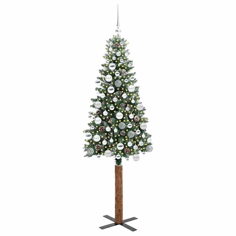 Load image into Gallery viewer, Vidaxl slanke kerstboom groen 180 cm pvc en massief dennenhout