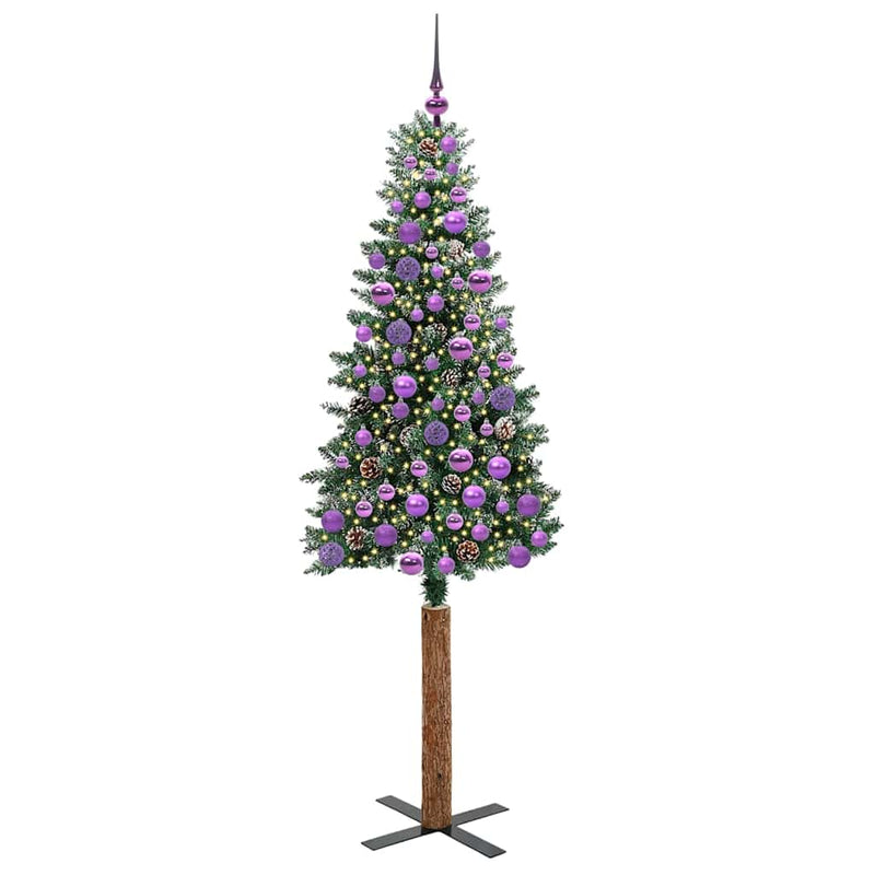 Load image into Gallery viewer, Vidaxl slanke kerstboom groen 180 cm pvc en massief dennenhout