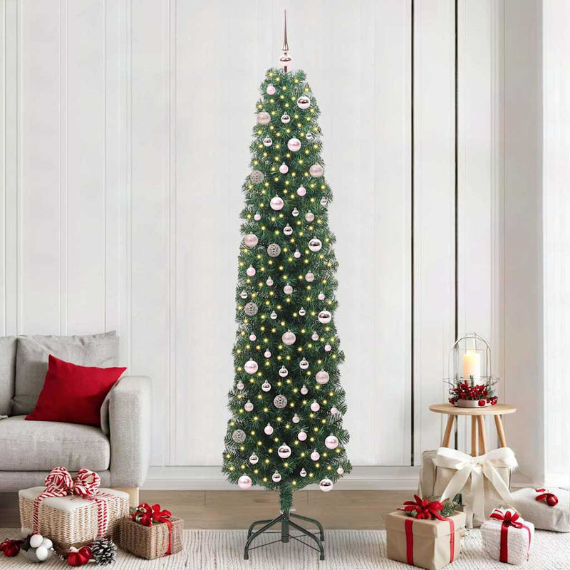 Load image into Gallery viewer, Vidaxl kunstkerstboom groen 240 cm pvc en staal en kunststof