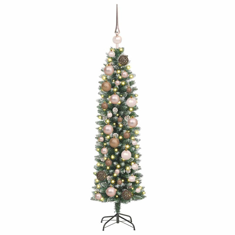 Load image into Gallery viewer, Vidaxl kunstmatige slanke kerstboom met 150 led groen en wit 120 cm