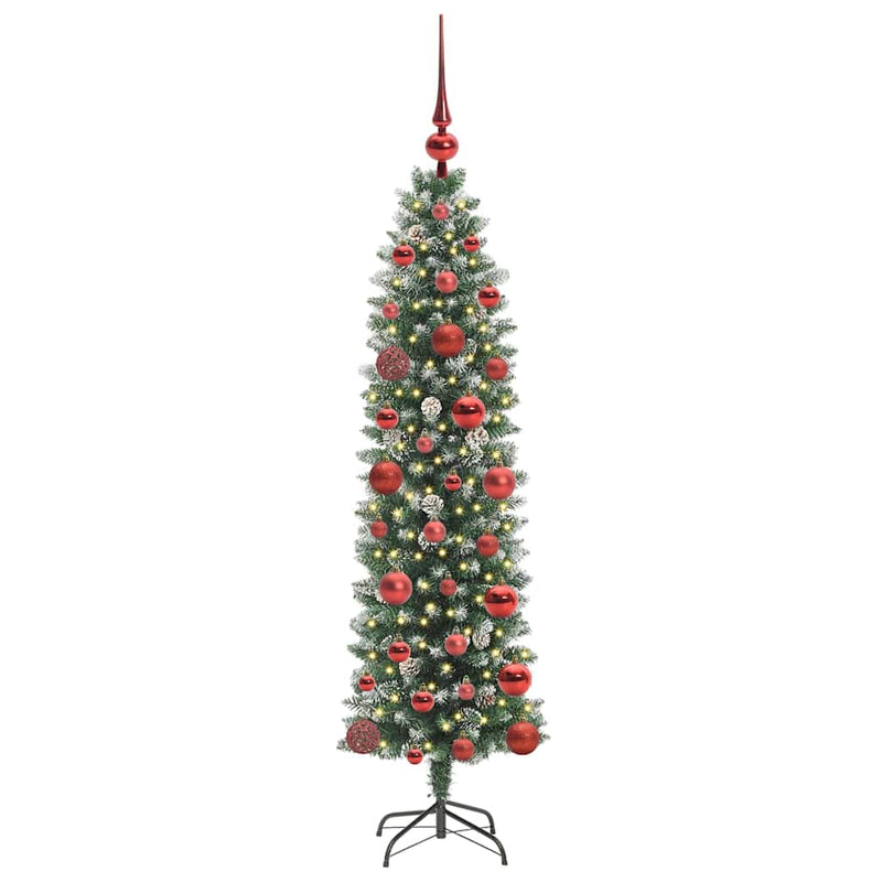 Load image into Gallery viewer, Vidaxl kunstmatige slanke kerstboom met 150 led groen en wit 120 cm