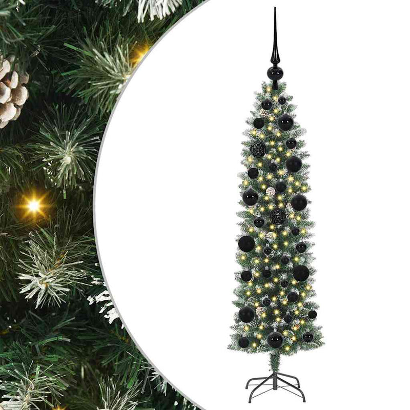 Load image into Gallery viewer, Vidaxl kunstmatige slanke kerstboom met 150 led groen en wit 120 cm
