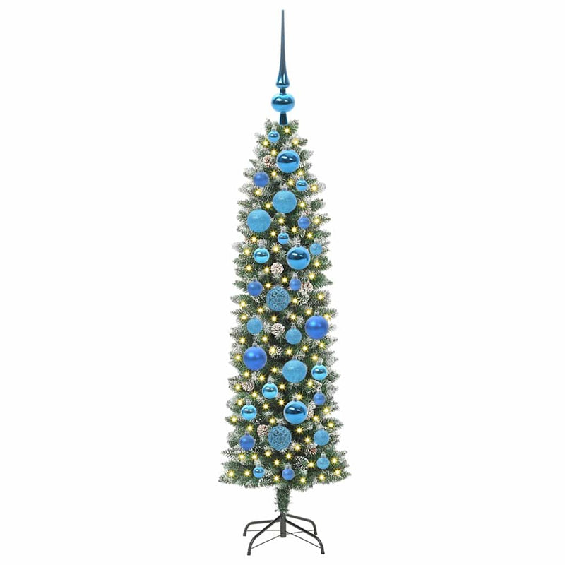 Load image into Gallery viewer, Vidaxl kunstmatige slanke kerstboom met 150 led groen en wit 120 cm