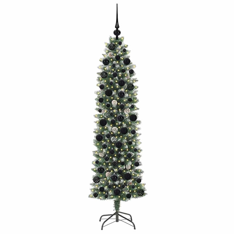 Load image into Gallery viewer, Vidaxl kunstmatige slanke kerstboom met 300 led groen en wit 180 cm
