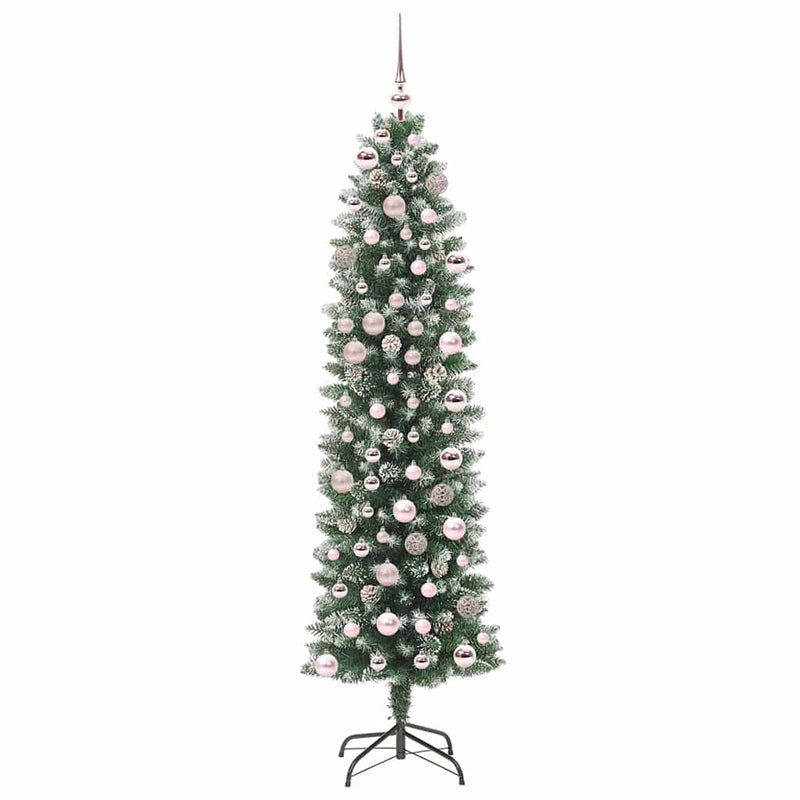 Load image into Gallery viewer, Vidaxl kunstmatige slanke kerstboom met 300 led groen en wit 180 cm