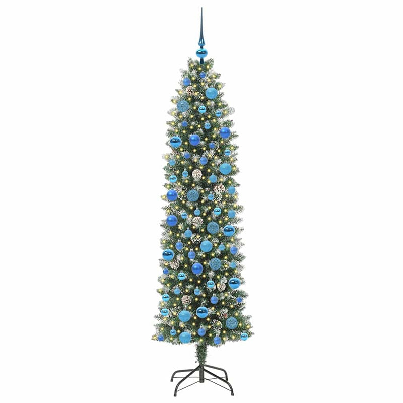 Load image into Gallery viewer, Vidaxl kunstmatige slanke kerstboom met 300 led groen en wit 180 cm