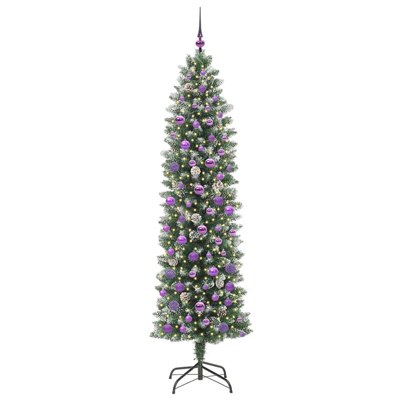 Load image into Gallery viewer, Vidaxl kunstmatige slanke kerstboom met 300 led groen en wit 210 cm