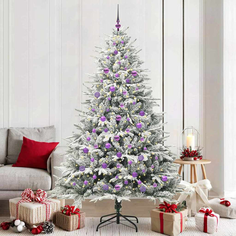 Load image into Gallery viewer, Vidaxl artificial pre-lit kerstboom met ballenset groen 210 cm