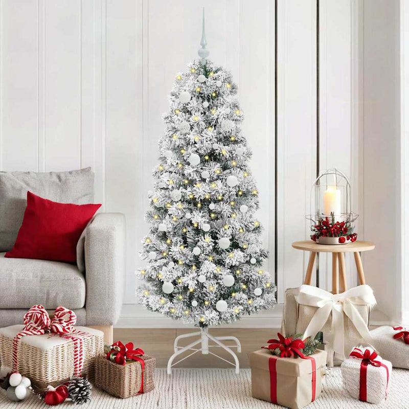 Load image into Gallery viewer, Vidaxl kunstmatige inklapbare kerstboom groen en wit 150 cm