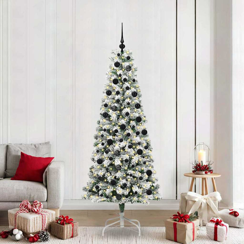 Load image into Gallery viewer, Vidaxl kunstmatige inklapbare kerstboom groen en wit 210 cm