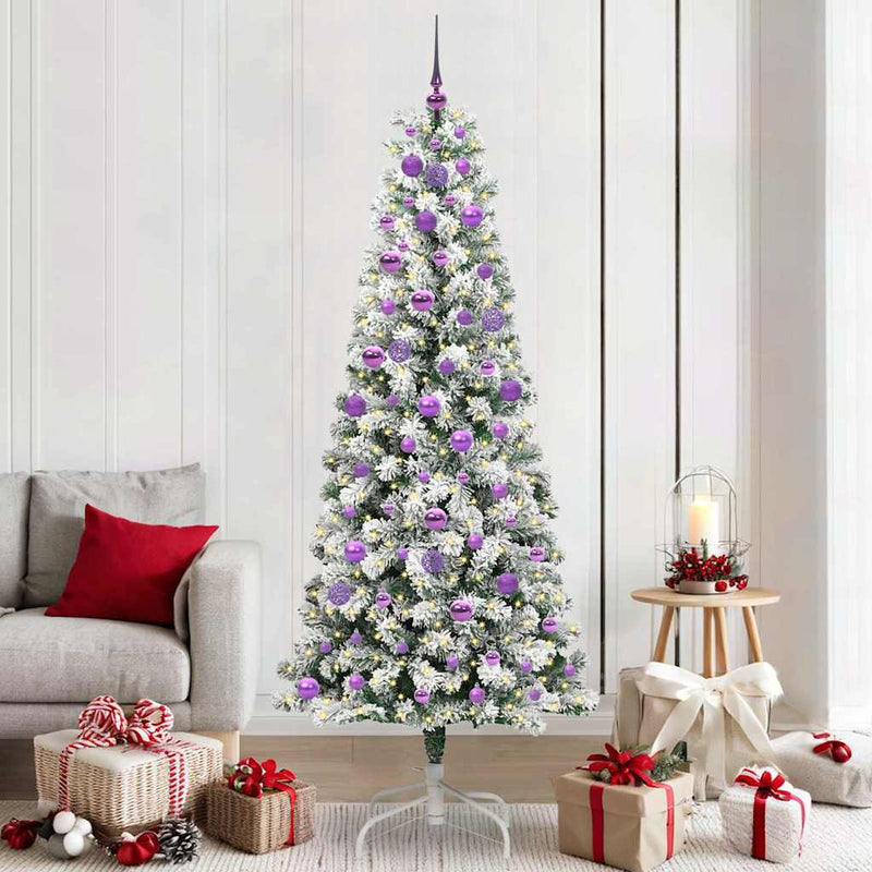 Load image into Gallery viewer, Vidaxl kunstmatige inklapbare kerstboom groen en wit 210 cm