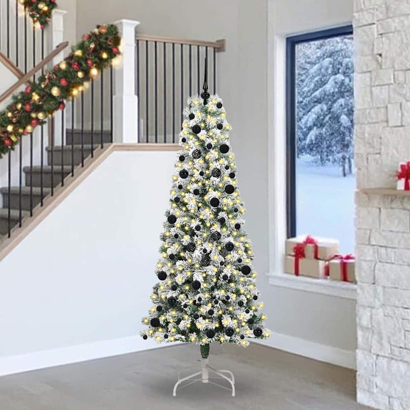 Load image into Gallery viewer, Vidaxl kunstmatige inklapbare kerstboom groen en wit 240 cm