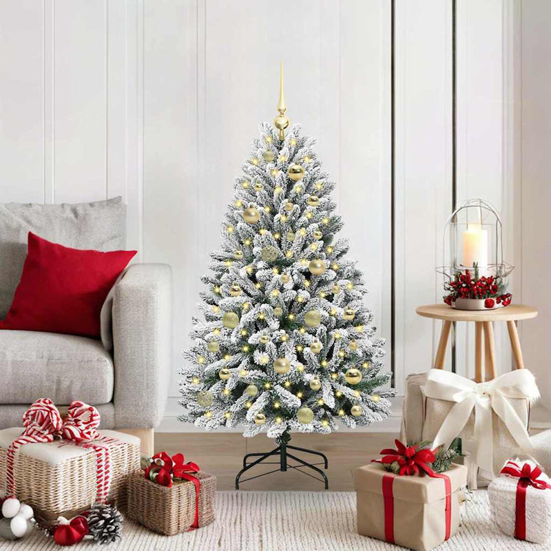 Load image into Gallery viewer, Vidaxl kunstkerstboom met 150 led groen en wit 120 cm pvc en metaal