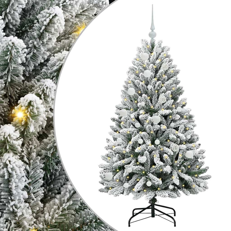 Load image into Gallery viewer, Vidaxl kunstkerstboom met 150 led groen en wit 150 cm pvc en metaal