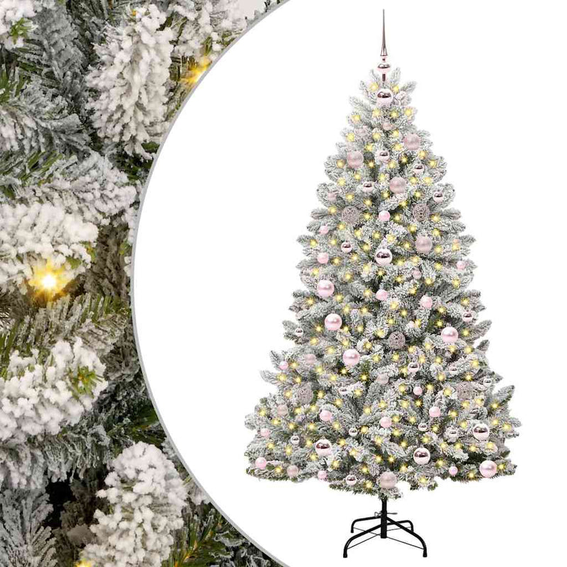 Load image into Gallery viewer, Vidaxl kunstkerstboom met 300 led groen en wit 180 cm pvc en metaal