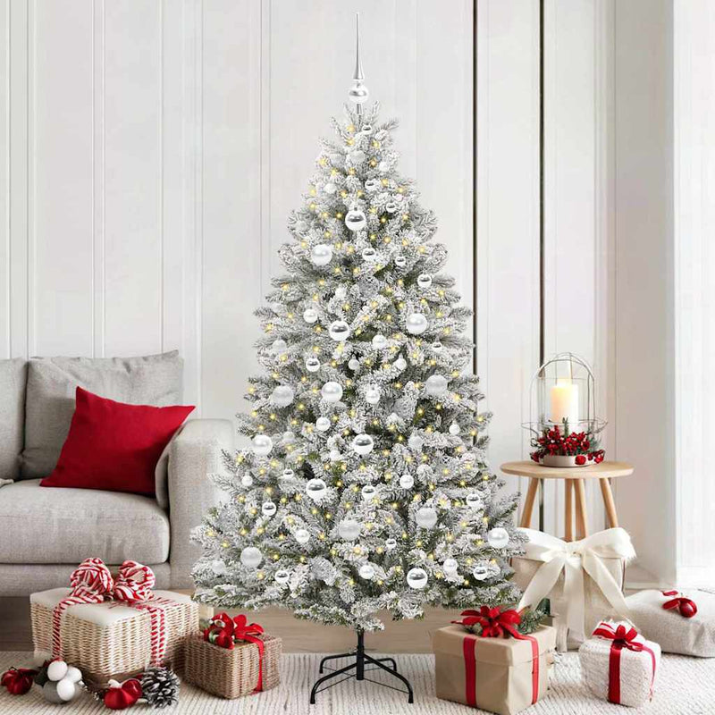 Load image into Gallery viewer, Vidaxl kunstkerstboom met 300 led groen en wit 180 cm pvc en metaal