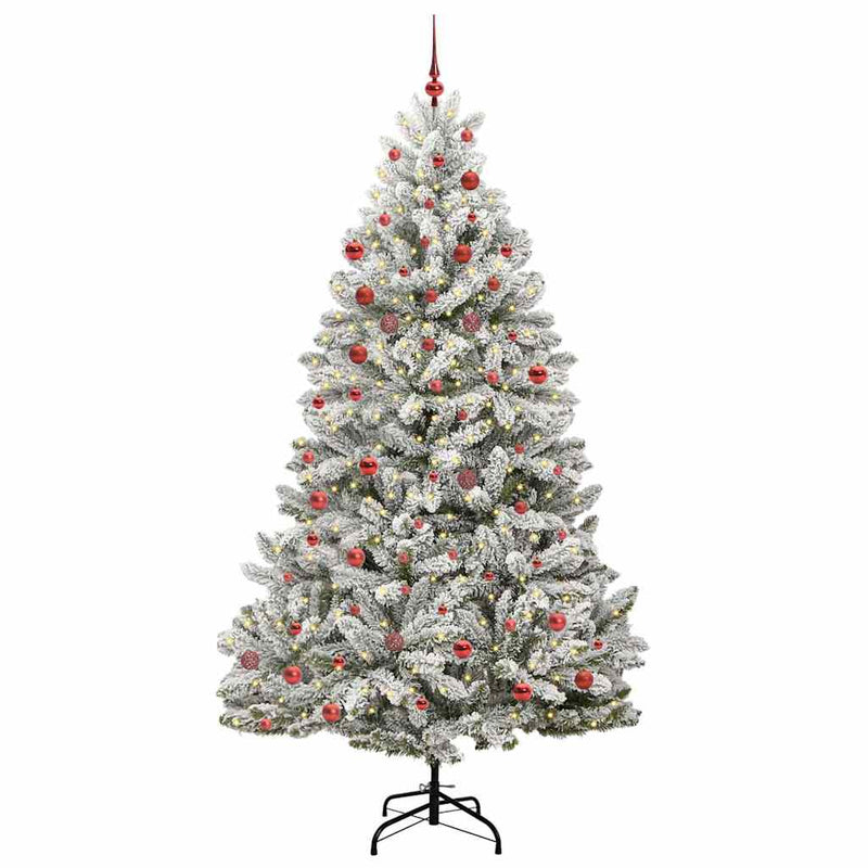 Load image into Gallery viewer, Vidaxl kunstkerstboom met 300 led groen en wit 210 cm pvc en metaal