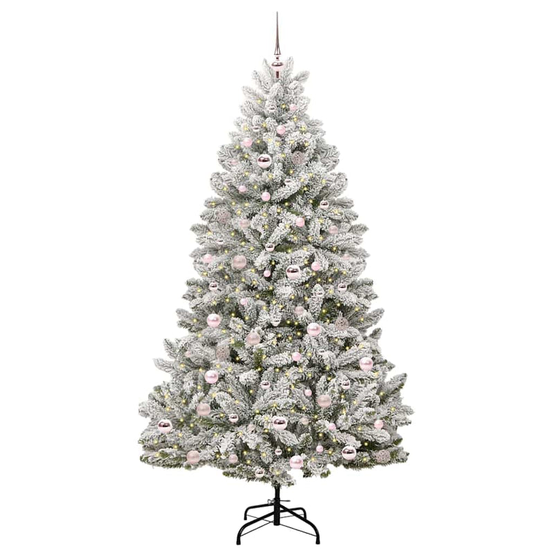 Load image into Gallery viewer, Vidaxl kunstkerstboom met 300 led groen en wit 210 cm pvc en metaal