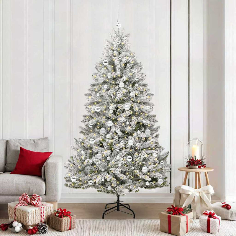 Load image into Gallery viewer, Vidaxl kunstkerstboom met 300 led groen en wit 210 cm pvc en metaal