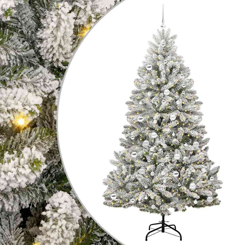 Load image into Gallery viewer, Vidaxl kunstkerstboom met 300 led groen en wit 210 cm pvc en metaal