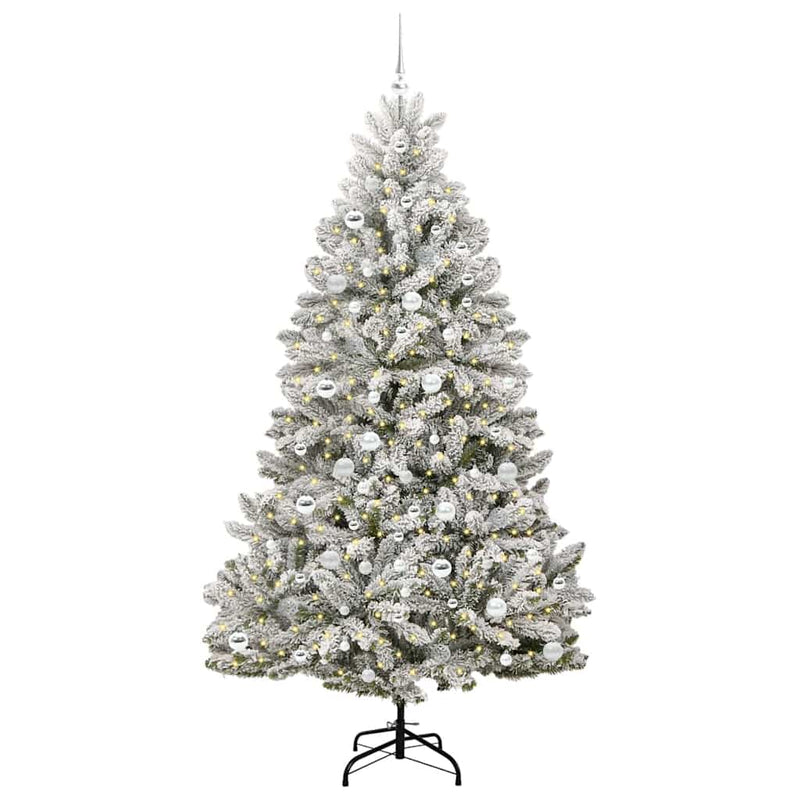 Load image into Gallery viewer, Vidaxl kunstkerstboom met 300 led groen en wit 210 cm pvc en metaal