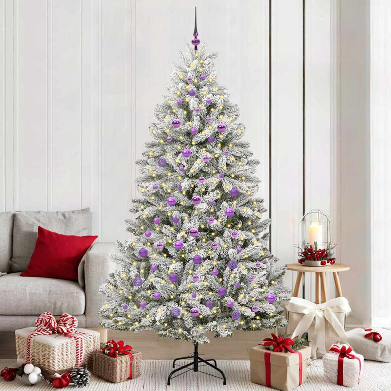 Load image into Gallery viewer, Vidaxl kunstkerstboom met 300 led groen en wit 210 cm pvc en metaal