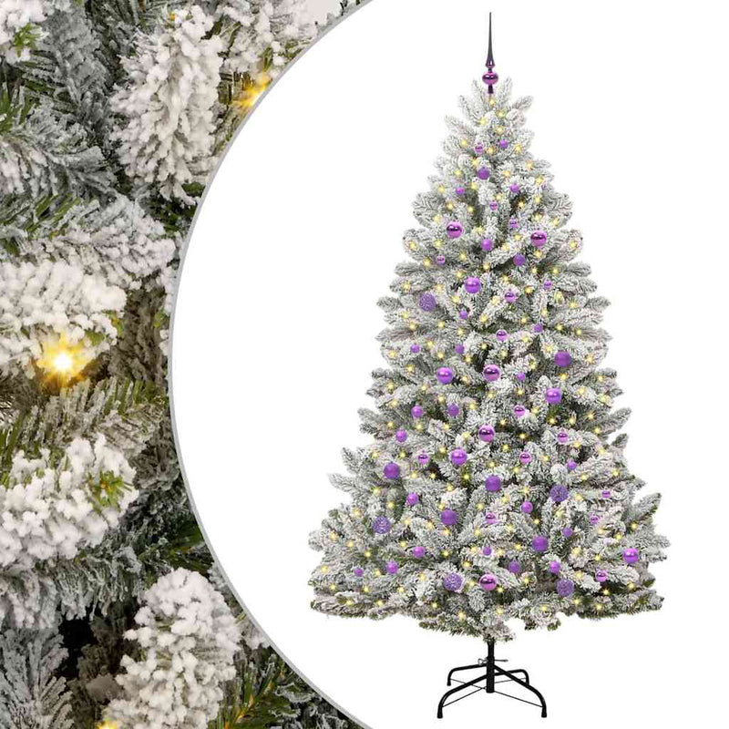 Load image into Gallery viewer, Vidaxl kunstkerstboom met 300 led groen en wit 210 cm pvc en metaal