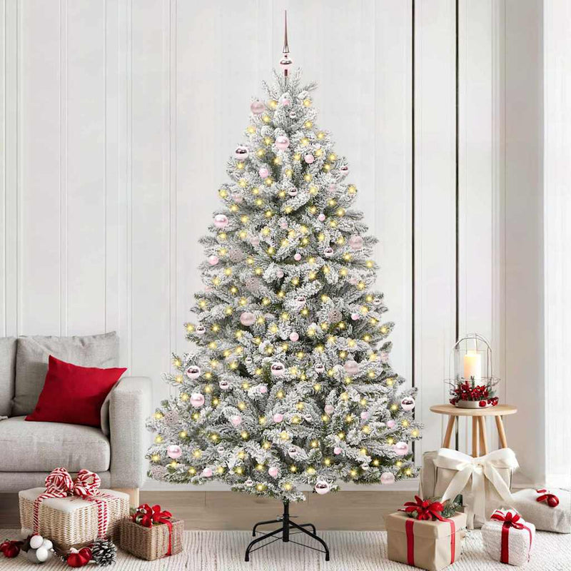 Load image into Gallery viewer, Vidaxl kunstkerstboom met 300 led groen en wit 240 cm pvc en metaal