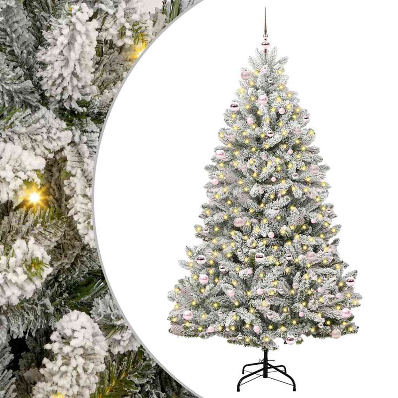 Load image into Gallery viewer, Vidaxl kunstkerstboom met 300 led groen en wit 240 cm pvc en metaal