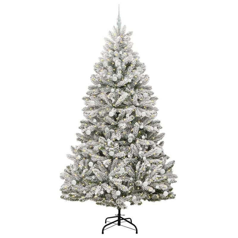 Load image into Gallery viewer, Vidaxl kunstkerstboom met 300 led groen en wit 240 cm pvc en metaal