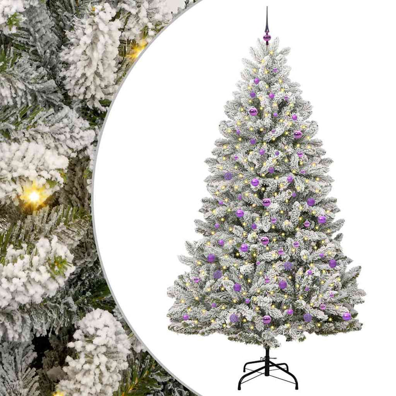 Load image into Gallery viewer, Vidaxl kunstkerstboom met 300 led groen en wit 240 cm pvc en metaal