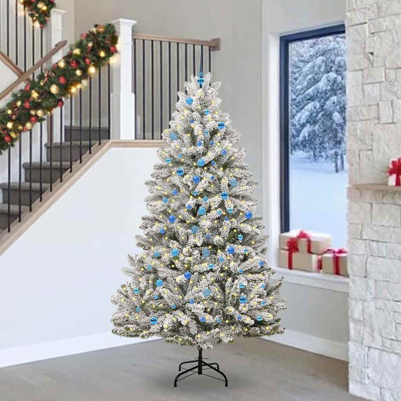 Load image into Gallery viewer, Vidaxl kunstkerstboom met 300 led groen en wit 240 cm pvc en metaal