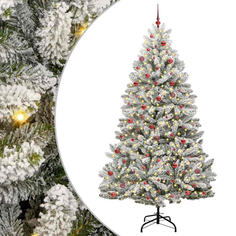 Load image into Gallery viewer, Vidaxl kunstkerstboom met 300 led groen en wit 270 cm pvc en metaal