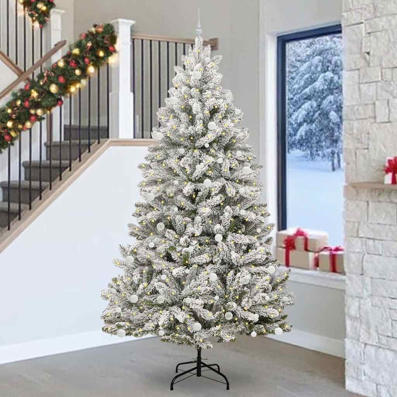 Load image into Gallery viewer, Vidaxl kunstkerstboom met 300 led groen en wit 270 cm pvc en metaal