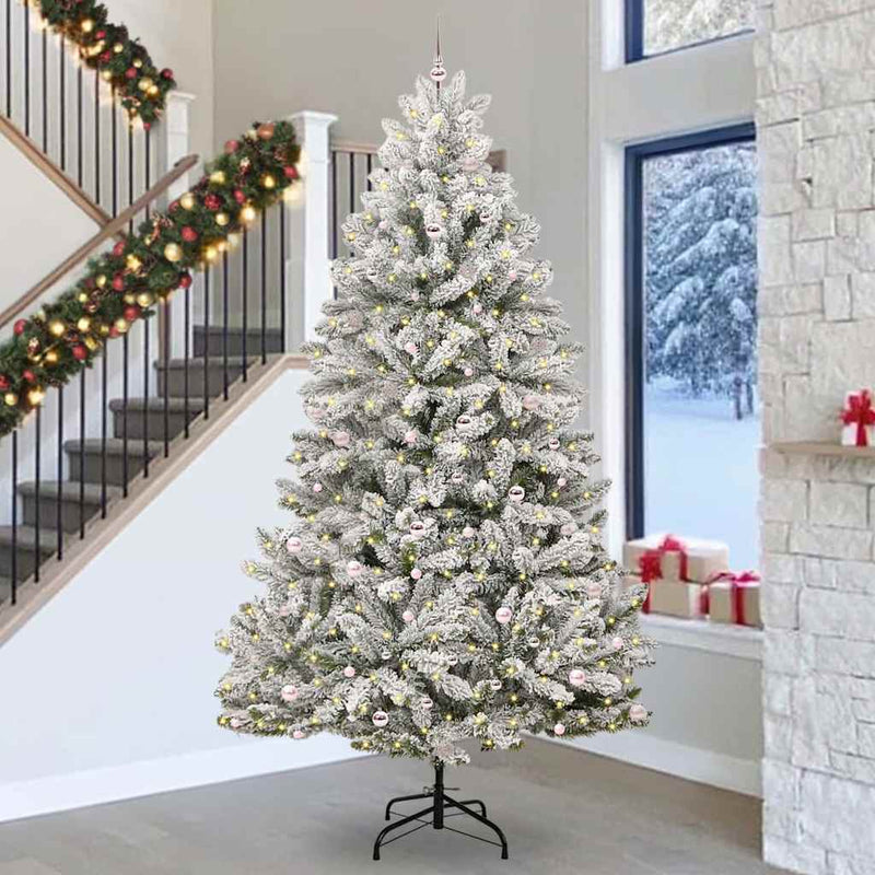 Load image into Gallery viewer, Vidaxl kunstkerstboom met 300 led groen en wit 300 cm pvc en metaal